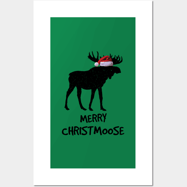 Merry Christmoose: Funny Merry Christmas for Moose Lovers Wall Art by teemaniac